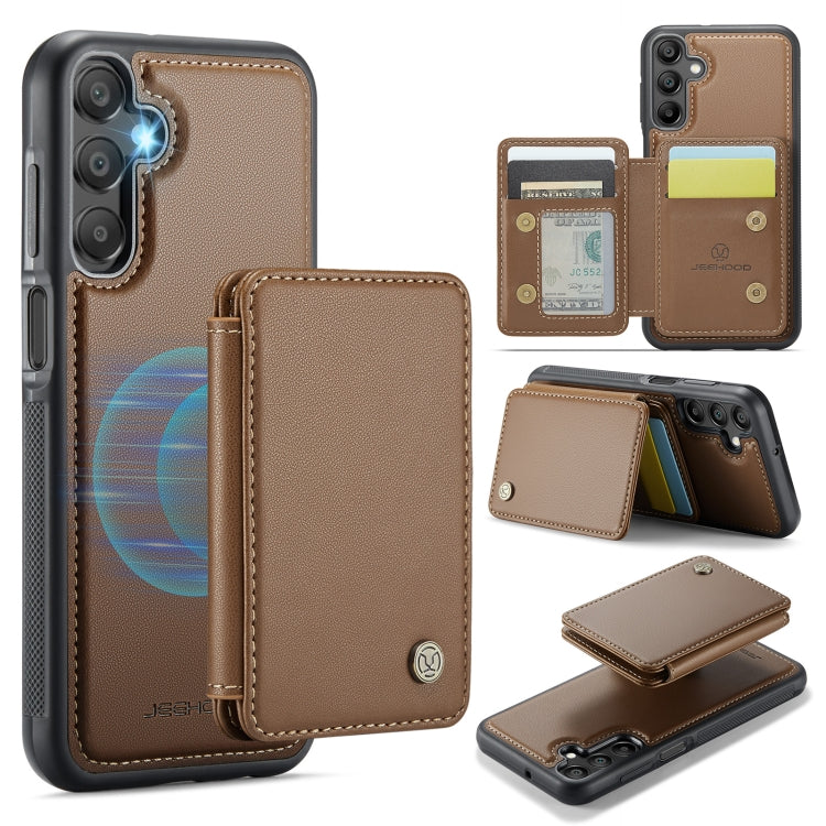 For Samsung Galaxy A16 5G JEEHOOD J05 Business Magnetic Style RFID Leather Phone Case(Brown) - Galaxy Phone Cases by JEEHOOD | Online Shopping UK | buy2fix