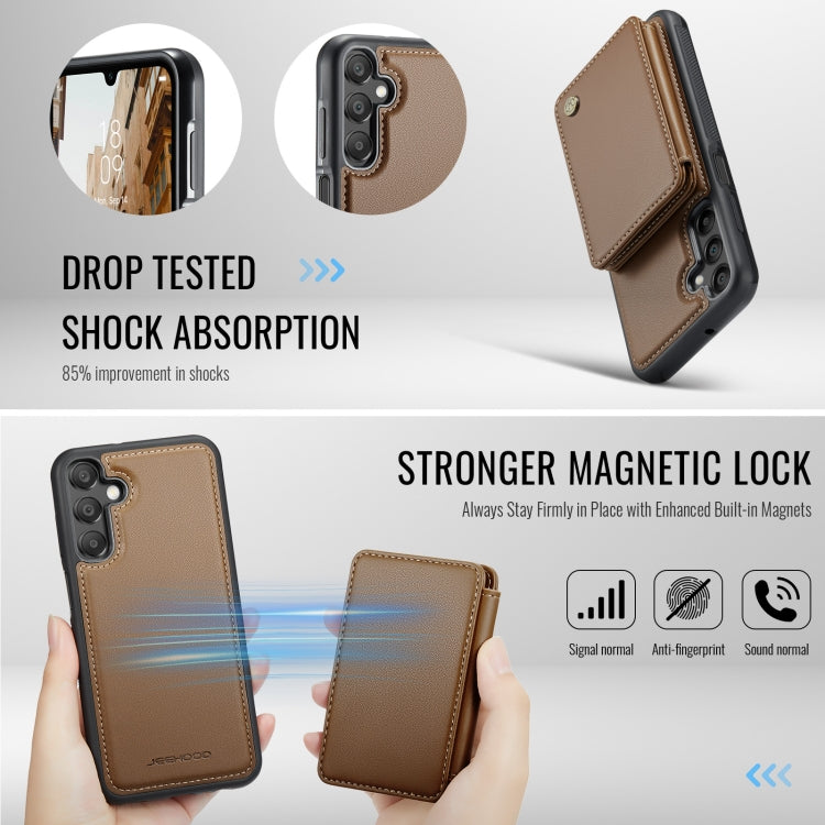 For Samsung Galaxy A16 5G JEEHOOD J05 Business Magnetic Style RFID Leather Phone Case(Brown) - Galaxy Phone Cases by JEEHOOD | Online Shopping UK | buy2fix