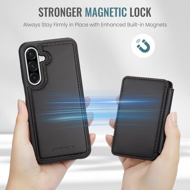 For Samsung Galaxy A26 5G JEEHOOD J05 Business Magnetic Style RFID Leather Phone Case(Black) - Galaxy Phone Cases by JEEHOOD | Online Shopping UK | buy2fix