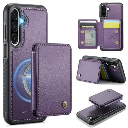 For Samsung Galaxy A26 5G JEEHOOD J05 Business Magnetic Style RFID Leather Phone Case(Purple) - Galaxy Phone Cases by JEEHOOD | Online Shopping UK | buy2fix