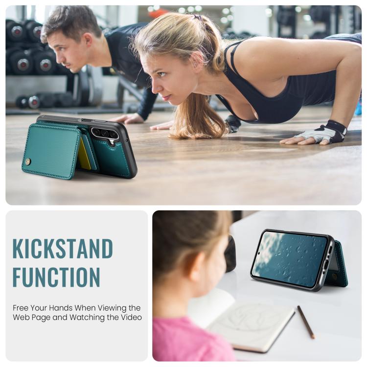 For Samsung Galaxy A26 5G JEEHOOD J05 Business Magnetic Style RFID Leather Phone Case(Blue Green) - Galaxy Phone Cases by JEEHOOD | Online Shopping UK | buy2fix