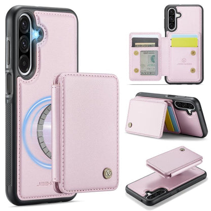 For Samsung Galaxy A26 5G JEEHOOD J05 Business Magnetic Style RFID Leather Phone Case(Pink) - Galaxy Phone Cases by JEEHOOD | Online Shopping UK | buy2fix