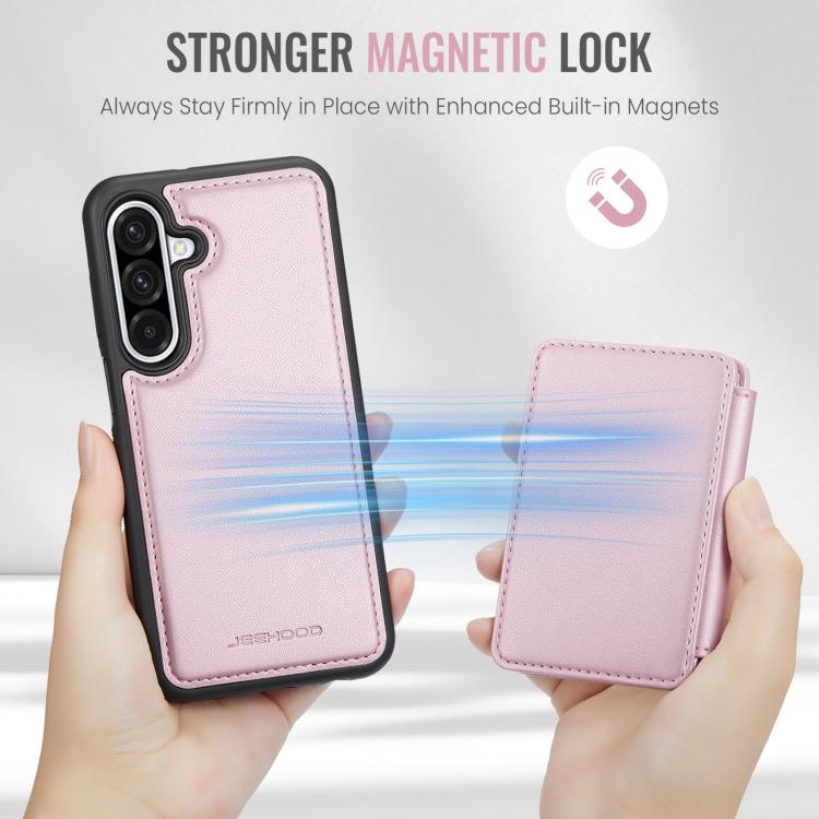 For Samsung Galaxy A26 5G JEEHOOD J05 Business Magnetic Style RFID Leather Phone Case(Pink) - Galaxy Phone Cases by JEEHOOD | Online Shopping UK | buy2fix