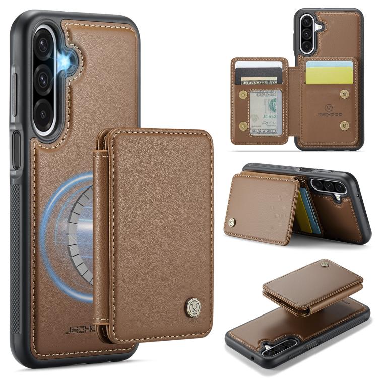For Samsung Galaxy A26 5G JEEHOOD J05 Business Magnetic Style RFID Leather Phone Case(Brown) - Galaxy Phone Cases by JEEHOOD | Online Shopping UK | buy2fix
