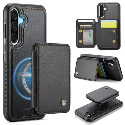 For Samsung Galaxy A36 JEEHOOD J05 Business Magnetic Style RFID Leather Phone Case(Black) - Galaxy Phone Cases by JEEHOOD | Online Shopping UK | buy2fix