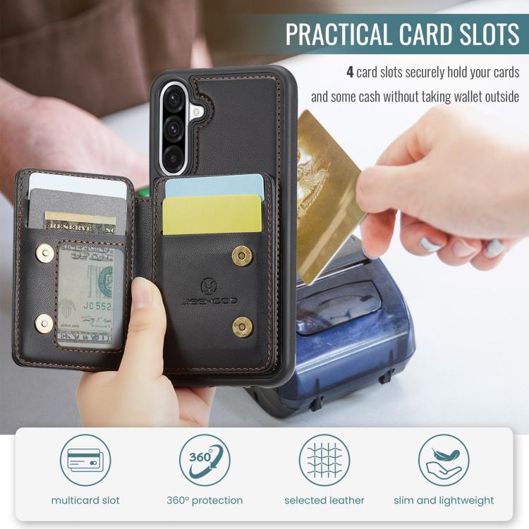 For Samsung Galaxy A36 JEEHOOD J05 Business Magnetic Style RFID Leather Phone Case(Black) - Galaxy Phone Cases by JEEHOOD | Online Shopping UK | buy2fix