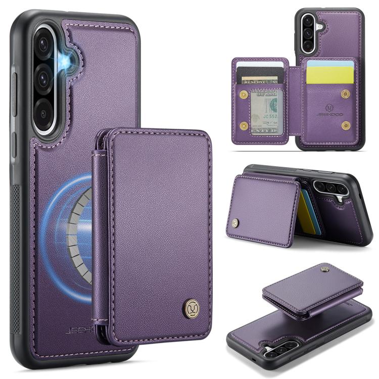 For Samsung Galaxy A36 JEEHOOD J05 Business Magnetic Style RFID Leather Phone Case(Purple) - Galaxy Phone Cases by JEEHOOD | Online Shopping UK | buy2fix