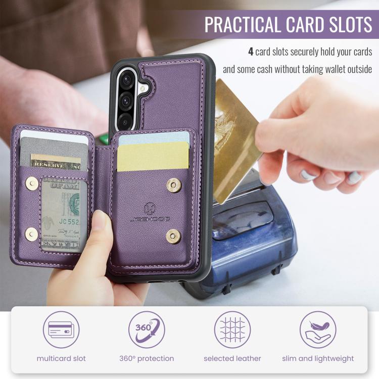 For Samsung Galaxy A36 JEEHOOD J05 Business Magnetic Style RFID Leather Phone Case(Purple) - Galaxy Phone Cases by JEEHOOD | Online Shopping UK | buy2fix