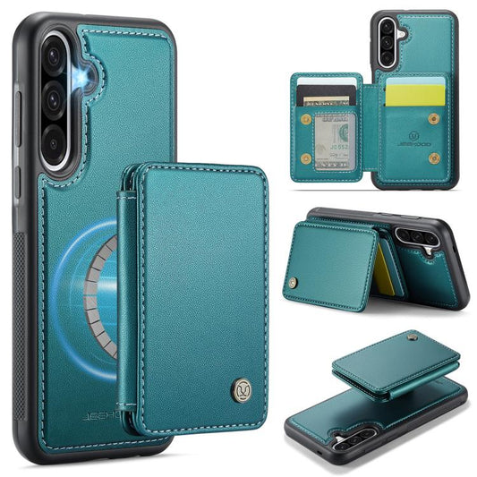 For Samsung Galaxy A36 JEEHOOD J05 Business Magnetic Style RFID Leather Phone Case(Blue Green) - Galaxy Phone Cases by JEEHOOD | Online Shopping UK | buy2fix