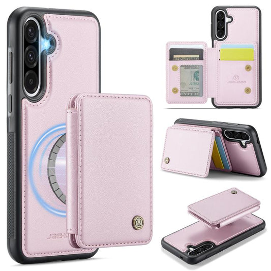 For Samsung Galaxy A36 JEEHOOD J05 Business Magnetic Style RFID Leather Phone Case(Pink) - Galaxy Phone Cases by JEEHOOD | Online Shopping UK | buy2fix