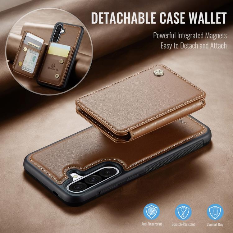 For Samsung Galaxy A36 JEEHOOD J05 Business Magnetic Style RFID Leather Phone Case(Brown) - Galaxy Phone Cases by JEEHOOD | Online Shopping UK | buy2fix