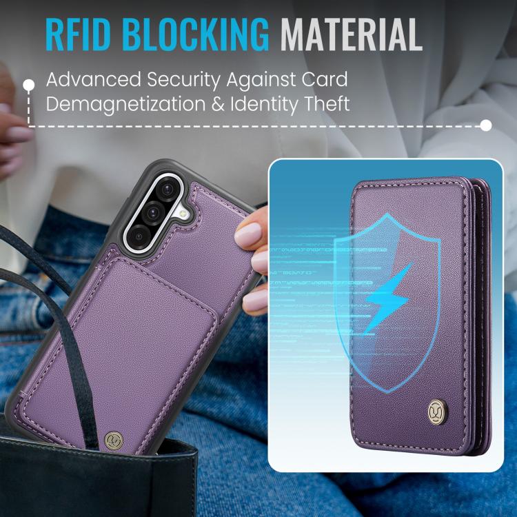 For Samsung Galaxy A56 5G JEEHOOD J05 Business Magnetic Style RFID Leather Phone Case(Purple) - Galaxy Phone Cases by JEEHOOD | Online Shopping UK | buy2fix