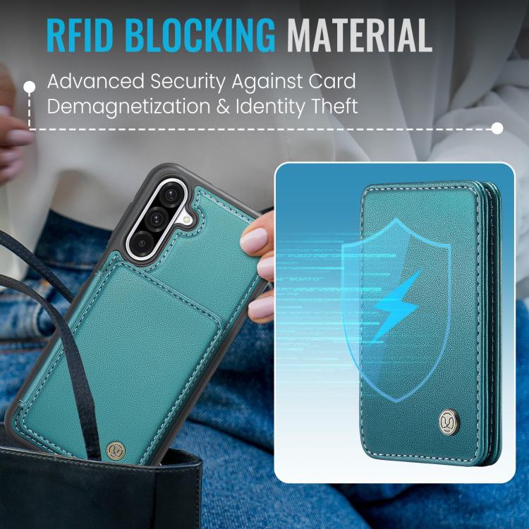 For Samsung Galaxy A56 5G JEEHOOD J05 Business Magnetic Style RFID Leather Phone Case(Blue Green) - Galaxy Phone Cases by JEEHOOD | Online Shopping UK | buy2fix