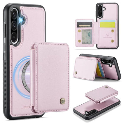 For Samsung Galaxy A56 5G JEEHOOD J05 Business Magnetic Style RFID Leather Phone Case(Pink) - Galaxy Phone Cases by JEEHOOD | Online Shopping UK | buy2fix