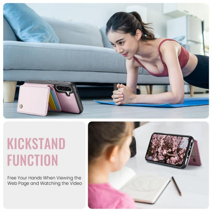 For Samsung Galaxy A56 5G JEEHOOD J05 Business Magnetic Style RFID Leather Phone Case(Pink) - Galaxy Phone Cases by JEEHOOD | Online Shopping UK | buy2fix