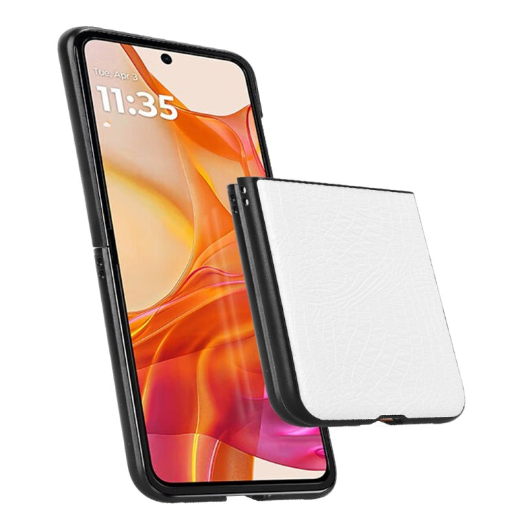 For Motorola Razr 50 Ultra Crocodile Texture Back Cover Phone Case(White) by buy2fix