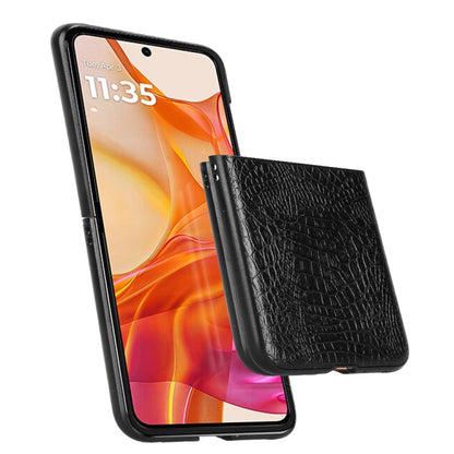 For Motorola Razr 50 Ultra Crocodile Texture Back Cover Phone Case(Black) by buy2fix