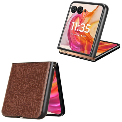 For Motorola Razr 50 Ultra Crocodile Texture Back Cover Phone Case(Brown) by buy2fix