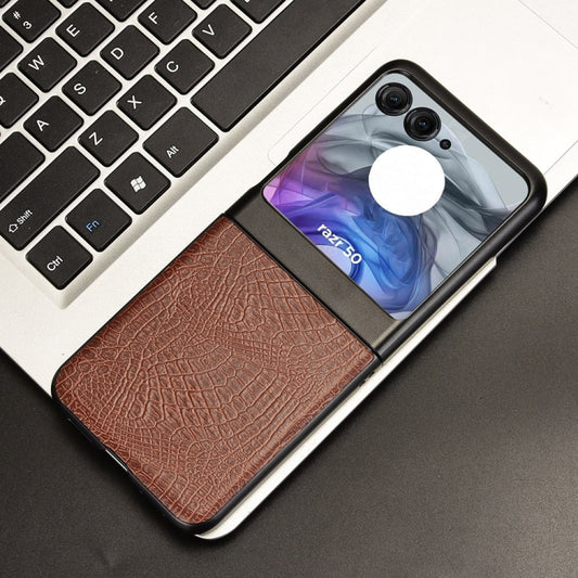 For Motorola Razr 50 Crocodile Texture Back Cover Phone Case(Brown) by buy2fix