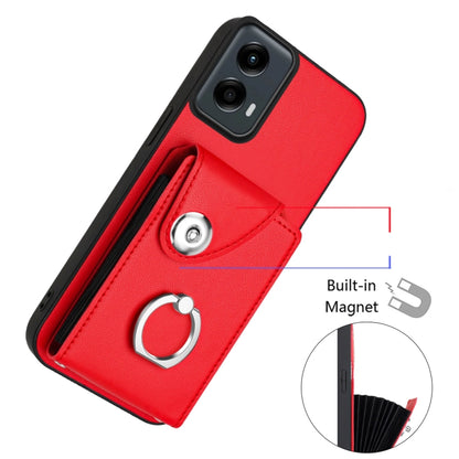 For Motorola Moto G 5G 2024 Organ Card Bag Ring Holder Phone Case with Long Lanyard(Red) - Motorola Cases by buy2fix | Online Shopping UK | buy2fix