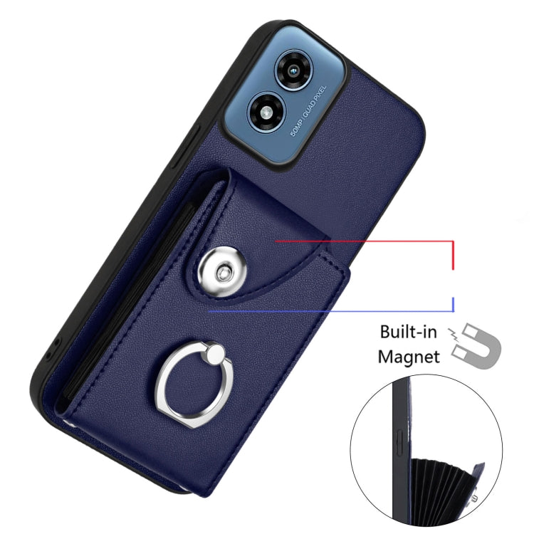 For Motorola Moto G Play 2024 5G Organ Card Bag Ring Holder Phone Case with Long Lanyard(Blue) - Motorola Cases by buy2fix | Online Shopping UK | buy2fix