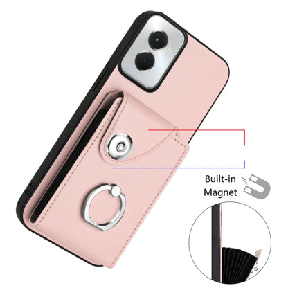 For Motorola Moto G Power 2024 5G Organ Card Bag Ring Holder Phone Case with Long Lanyard(Pink) - Motorola Cases by buy2fix | Online Shopping UK | buy2fix