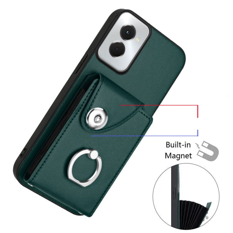 For Motorola Moto G Power 2024 5G Organ Card Bag Ring Holder Phone Case with Long Lanyard(Green) - Motorola Cases by buy2fix | Online Shopping UK | buy2fix