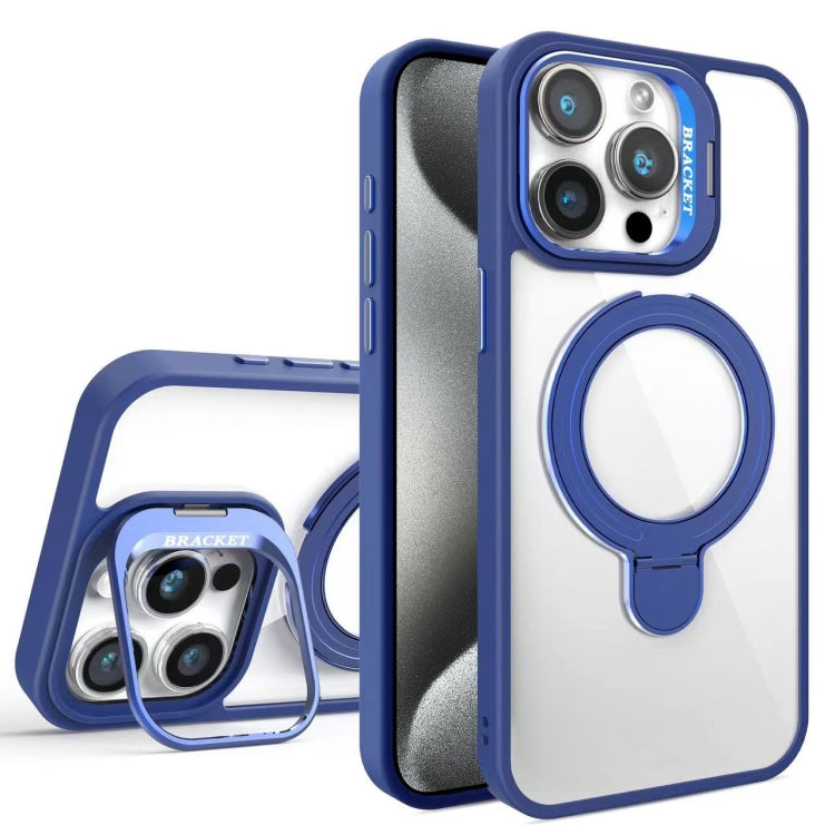 For iPhone 15 Pro Lens Protection & Ring Bracket MagSafe Phone Case(Dark Blue) - iPhone 15 Pro Cases by buy2fix | Online Shopping UK | buy2fix