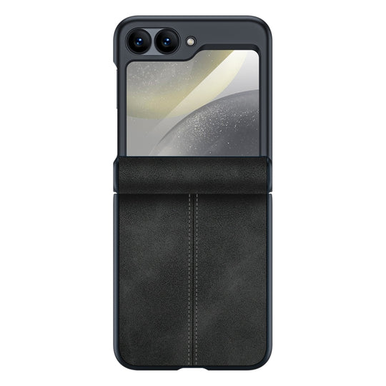 For Samsung Galaxy Z Flip6 / Flip7 FE Integrated Film Hinge Folding PU Phone Case(Black)