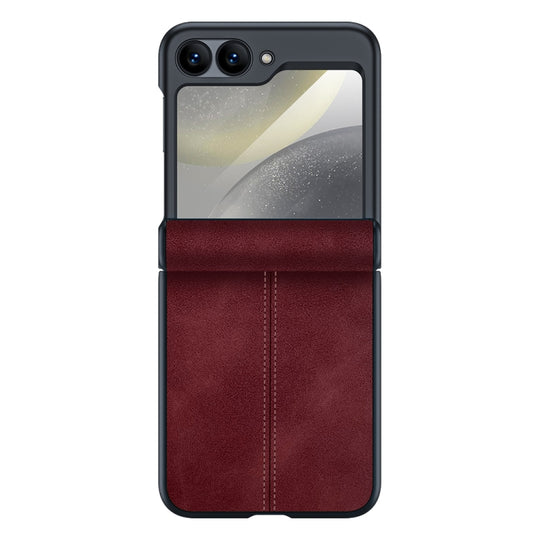 For Samsung Galaxy Z Flip6 / Flip7 FE Integrated Film Hinge Folding PU Phone Case(Red)