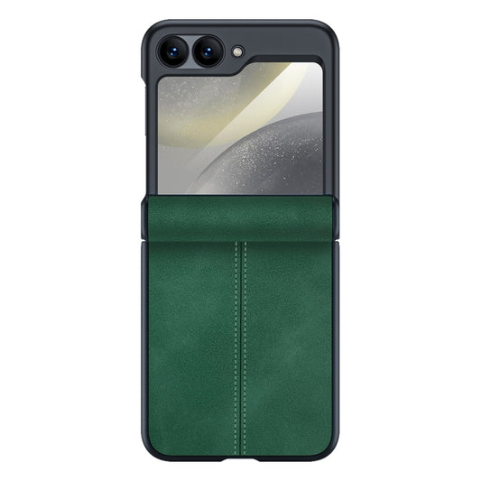 For Samsung Galaxy Z Flip6 Integrated Film Hinge Folding PU Phone Case(Green) - Galaxy Z Flip6 5G Cases by buy2fix | Online Shopping UK | buy2fix