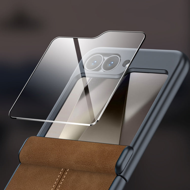 For Samsung Galaxy Z Flip6 Integrated Film Hinge Folding PU Phone Case(Brown) - Galaxy Z Flip6 5G Cases by buy2fix | Online Shopping UK | buy2fix