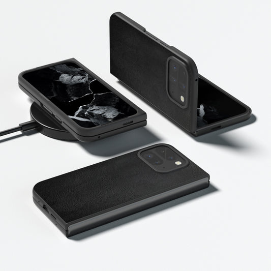 For Google Pixel 9 Pro Fold PU Leather Black Frame Full Coverage Phone Case(Black) by buy2fix