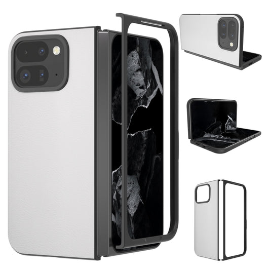 For Google Pixel 9 Pro Fold PU Leather Black Frame Full Coverage Phone Case(White) - Google Cases by buy2fix | Online Shopping UK | buy2fix