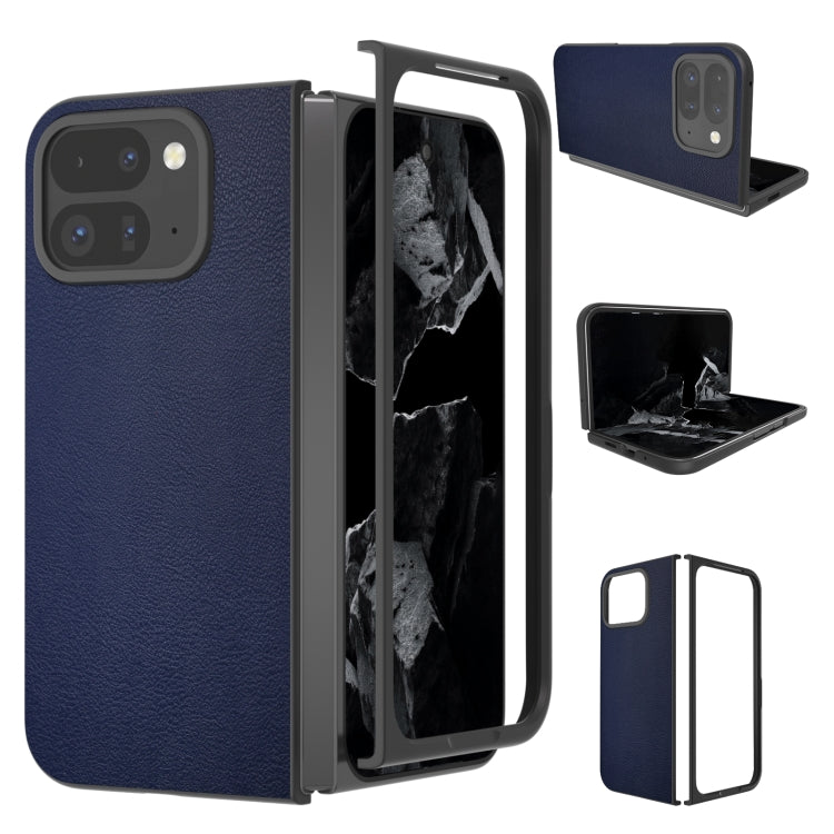 For Google Pixel 9 Pro Fold PU Leather Black Frame Full Coverage Phone Case(Dark Blue) - Google Cases by buy2fix | Online Shopping UK | buy2fix