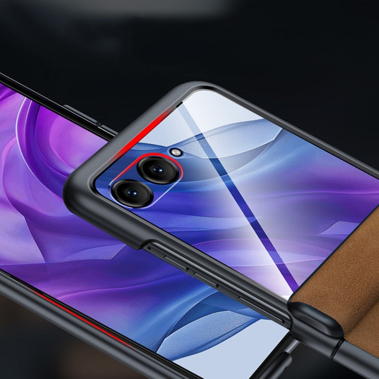 For Motorola Razr 50 Ultra Integrated Film Hinge Folding PU Phone Case(Red) by buy2fix