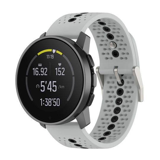 For Suunto Run / Race S Colorful Hole Silicone Watch Band(Grey Black)