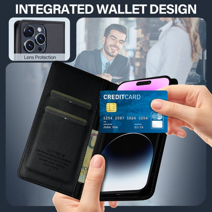 For iPhone 14 Pro Max LC.IMEEKE L1 Series Frosted Fine Texture PU Phone Case(Black) - iPhone 14 Pro Max Cases by LC.IMEEKE | Online Shopping UK | buy2fix