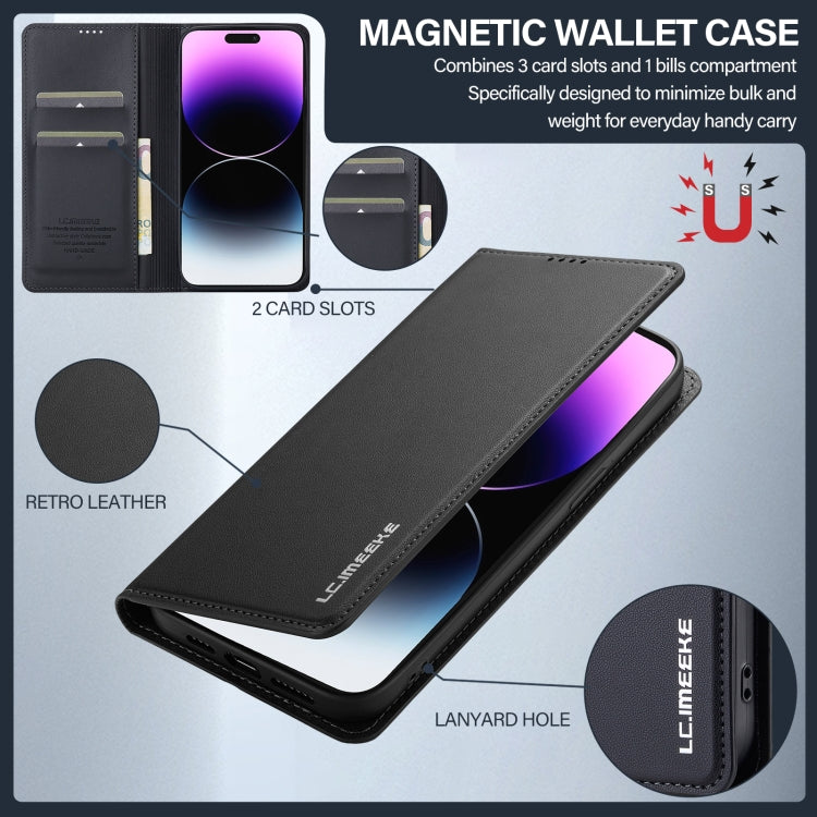 For iPhone 14 Pro Max LC.IMEEKE L1 Series Frosted Fine Texture PU Phone Case(Black) - iPhone 14 Pro Max Cases by LC.IMEEKE | Online Shopping UK | buy2fix