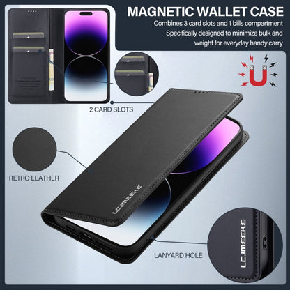 For iPhone 14 Pro Max LC.IMEEKE L1 Series Frosted Fine Texture PU Phone Case(Black) - iPhone 14 Pro Max Cases by LC.IMEEKE | Online Shopping UK | buy2fix