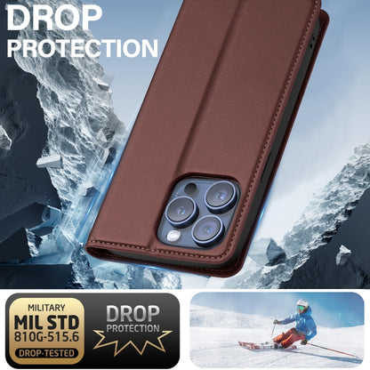 For iPhone 14 Pro Max LC.IMEEKE L1 Series Frosted Fine Texture PU Phone Case(Brown) - iPhone 14 Pro Max Cases by LC.IMEEKE | Online Shopping UK | buy2fix