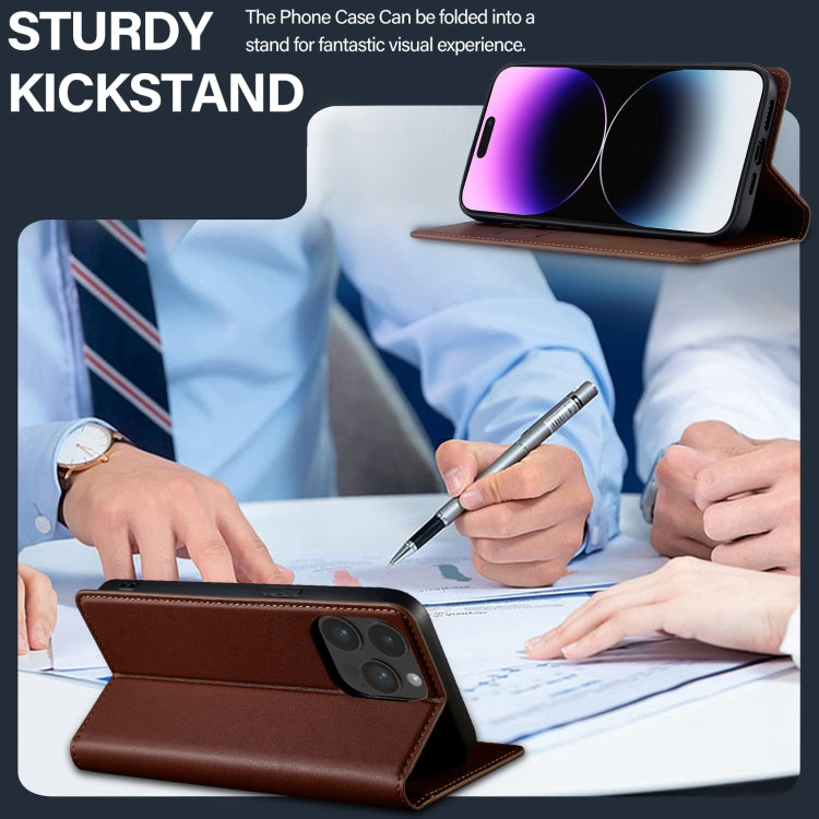 For iPhone 14 Pro Max LC.IMEEKE L1 Series Frosted Fine Texture PU Phone Case(Brown) - iPhone 14 Pro Max Cases by LC.IMEEKE | Online Shopping UK | buy2fix