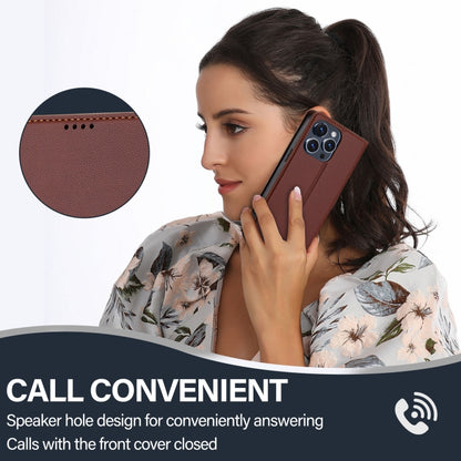 For iPhone 14 Pro Max LC.IMEEKE L1 Series Frosted Fine Texture PU Phone Case(Brown) - iPhone 14 Pro Max Cases by LC.IMEEKE | Online Shopping UK | buy2fix