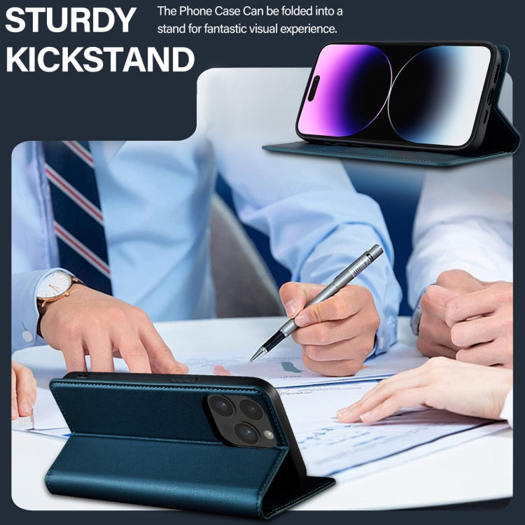 For iPhone 14 Pro Max LC.IMEEKE L1 Series Frosted Fine Texture PU Phone Case(Blue) - iPhone 14 Pro Max Cases by LC.IMEEKE | Online Shopping UK | buy2fix