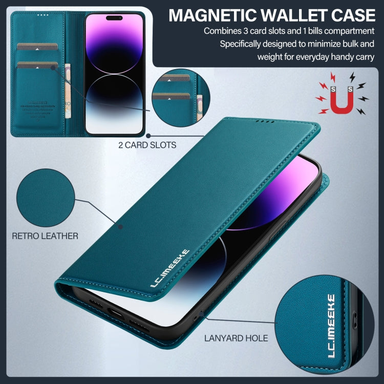 For iPhone 14 Pro Max LC.IMEEKE L1 Series Frosted Fine Texture PU Phone Case(Blue) - iPhone 14 Pro Max Cases by LC.IMEEKE | Online Shopping UK | buy2fix