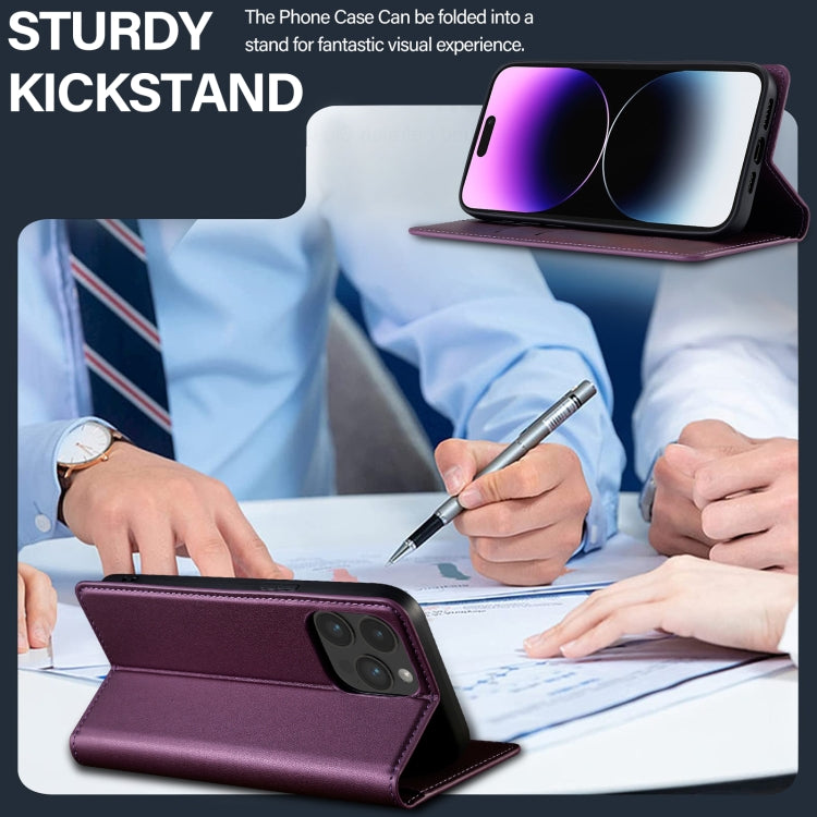 For iPhone 14 Pro Max LC.IMEEKE L1 Series Frosted Fine Texture PU Phone Case(Purple) - iPhone 14 Pro Max Cases by LC.IMEEKE | Online Shopping UK | buy2fix