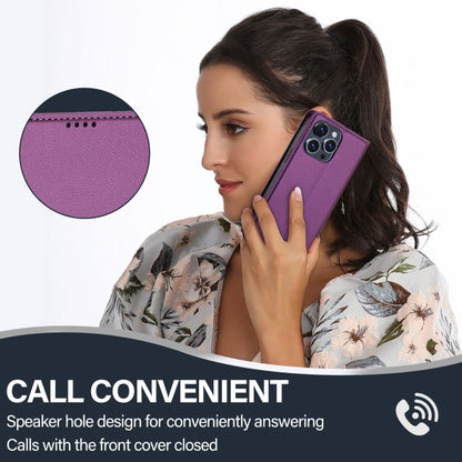 For iPhone 14 Pro Max LC.IMEEKE L1 Series Frosted Fine Texture PU Phone Case(Purple) - iPhone 14 Pro Max Cases by LC.IMEEKE | Online Shopping UK | buy2fix