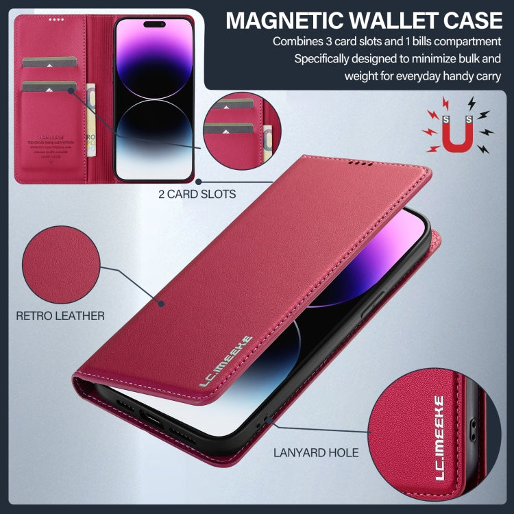 For iPhone 14 Pro Max LC.IMEEKE L1 Series Frosted Fine Texture PU Phone Case(Red) - iPhone 14 Pro Max Cases by LC.IMEEKE | Online Shopping UK | buy2fix