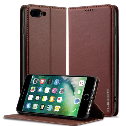 For iPhone 7 Plus / 8 Plus LC.IMEEKE L1 Series Frosted Fine Texture PU Phone Case(Brown) - More iPhone Cases by LC.IMEEKE | Online Shopping UK | buy2fix