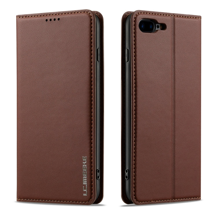 For iPhone 7 Plus / 8 Plus LC.IMEEKE L1 Series Frosted Fine Texture PU Phone Case(Brown) - More iPhone Cases by LC.IMEEKE | Online Shopping UK | buy2fix